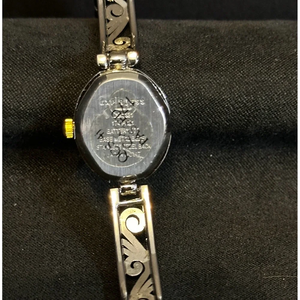 LA Express Bangle Watch Womens OS Silver‎ Gold Two Tone Diamond Quartz Elegant